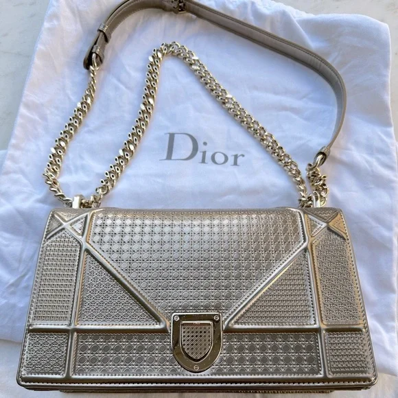 Dior Legacy Diorama Bag - Champagne MicroCannage Patent Leather - Picture 3 of 11
